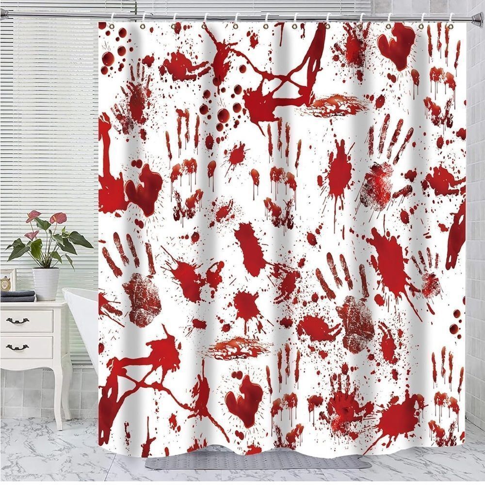 Halloween Shower Curtain Decorations, 72x72 Inches Horror Bath Curtain